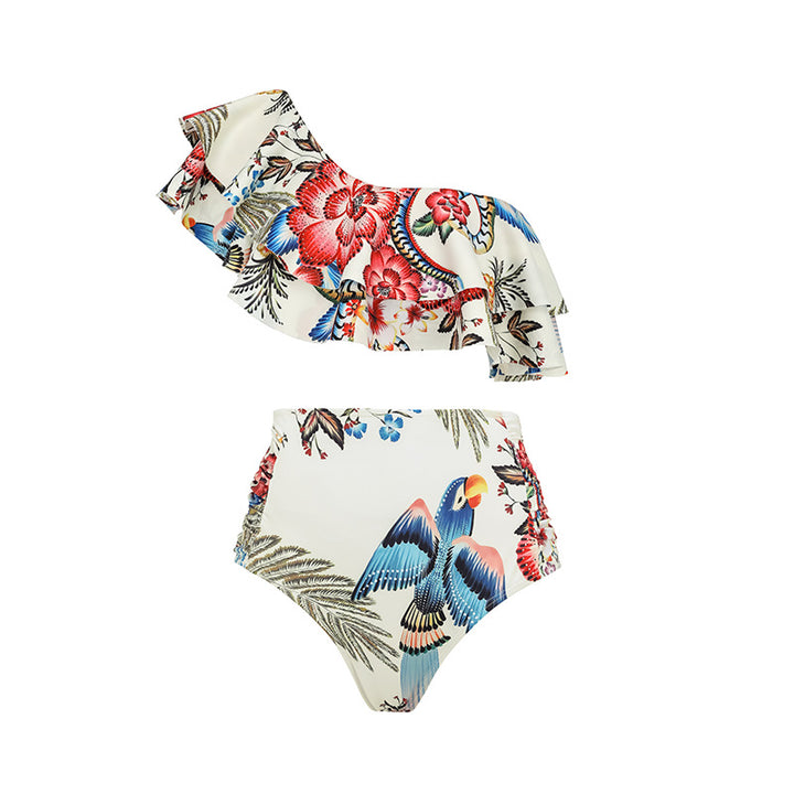 Damen Badeanzug-Set mit floralen Rüschen und taillierter Shorts Echo Archiv