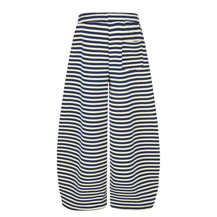 Damen Weite Palazzo-Loungehose mit hohem Komfortbund, Tunnelzug und Fotopatch-Details Echoarchiv