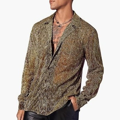 Damen nan schimmernde Crinkle-Hemdbluse mit Viskose-Optik Hemdkragen und Manschetten Echo Archiv