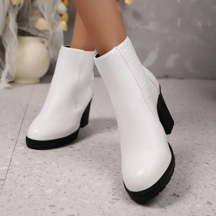 Damen nan elegante Stiefelette mit mittelhohem Blockabsatz, profilierter Laufsohle und Kroko-Prägung Echo Archiv