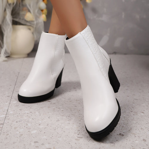 Damen nan elegante Stiefelette mit mittelhohem Blockabsatz, profilierter Laufsohle und Kroko-Prägung Echo Archiv