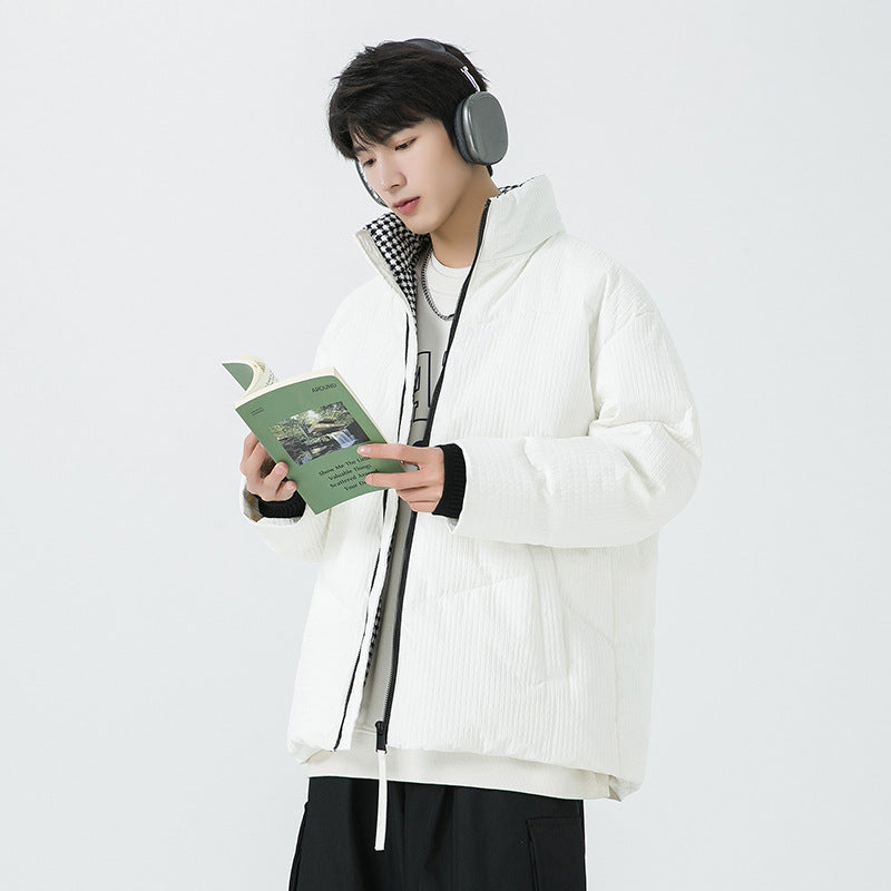 Herren gesteppte wendbare Winterjacke mit Stehkragen und Hahnentrittmuster-Futter Echo Archiv