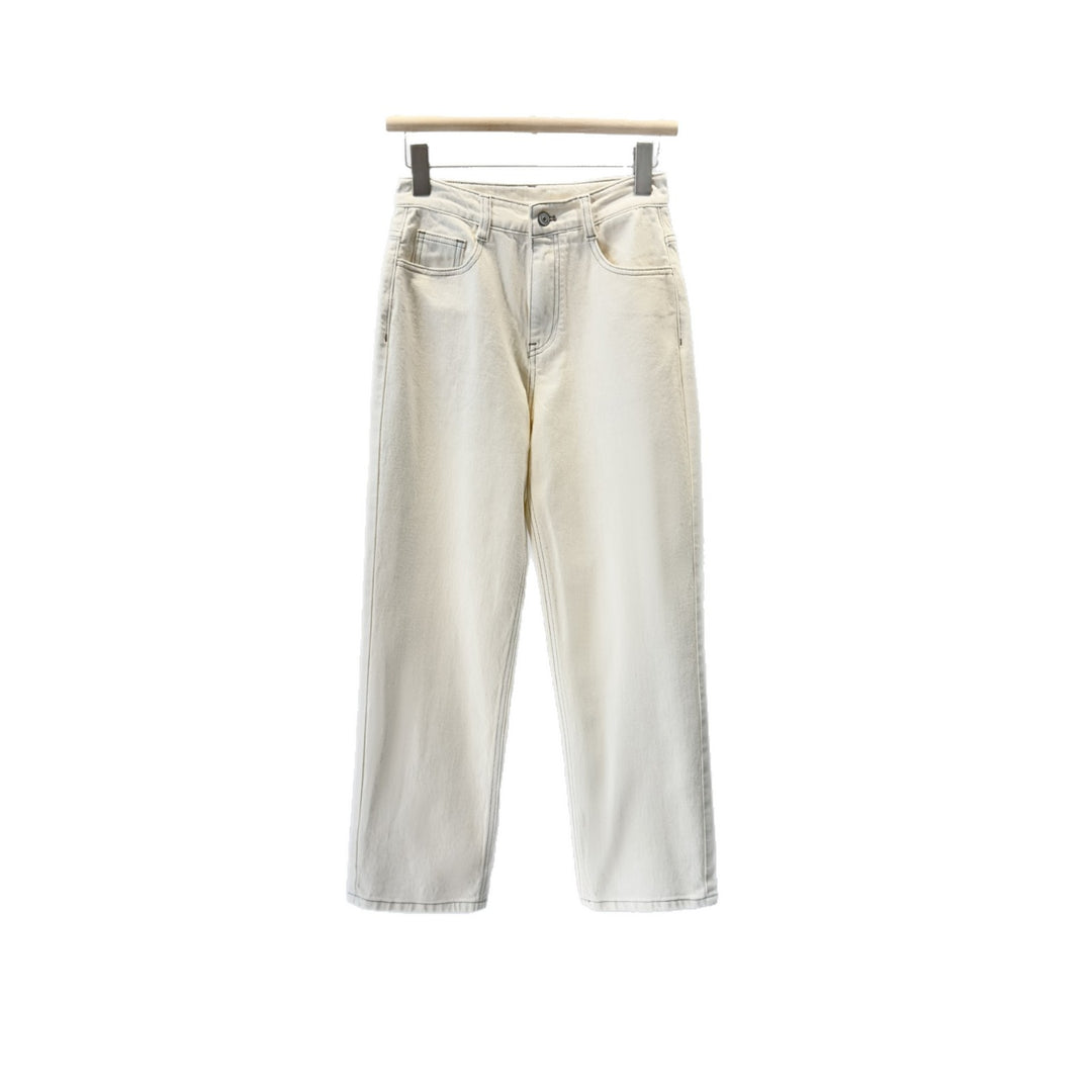Damen Hoch sitzende Weitbein Denim Hose – Dénora