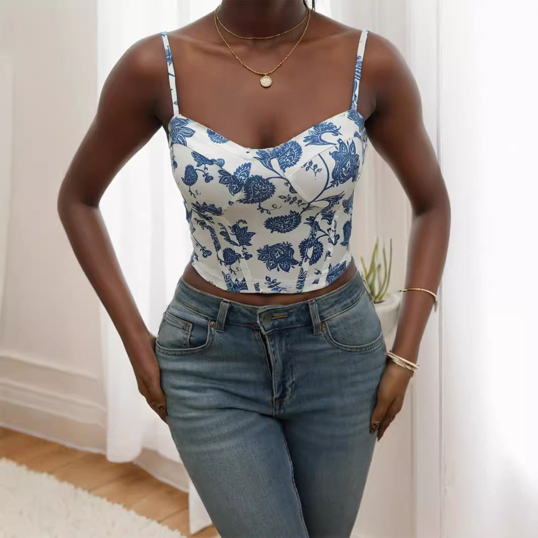 Damen Blütenmuster Cropped Top Echo Archiv