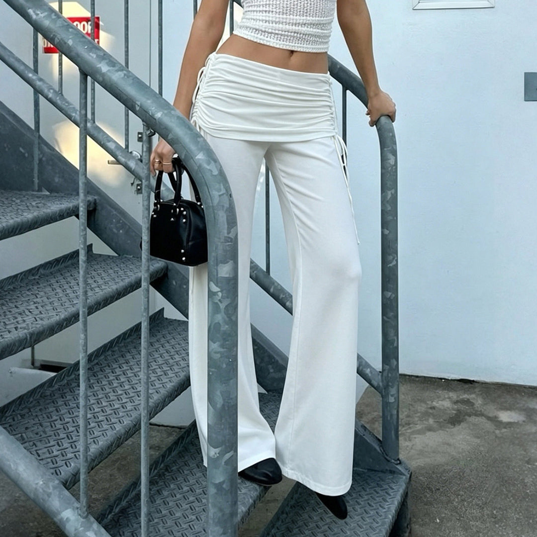 Damen Palazzo-Loungehose mit Raffung-Umschlagbund und Komfortstretch Echo Archiv