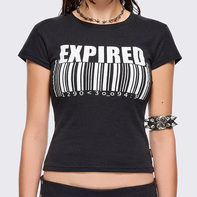 Damen Grafik-T-Shirt mit trendigem Barcode-Print Echo Archiv