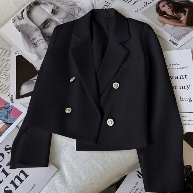 Damen Modischer Kurzblazer mit doppelt geknöpften Details Echo Archiv