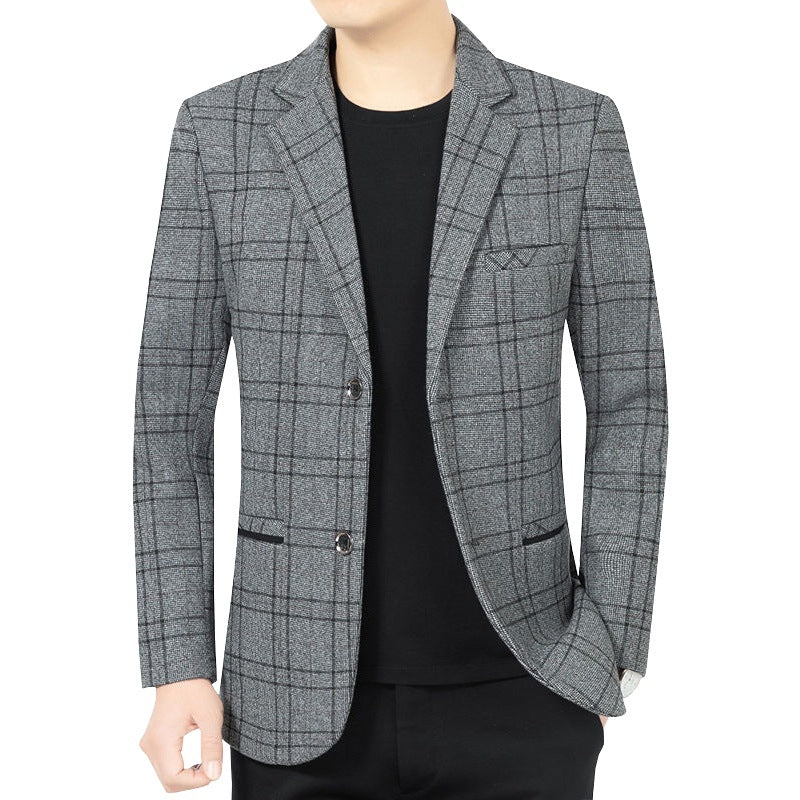 Herren Elegantes Karomuster-Sakko mit leichtem Stretch und Notch-Revers – Tianoro