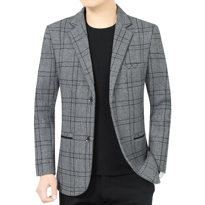 Herren Elegantes Karomuster-Sakko mit leichtem Stretch und Notch-Revers – Tianoro