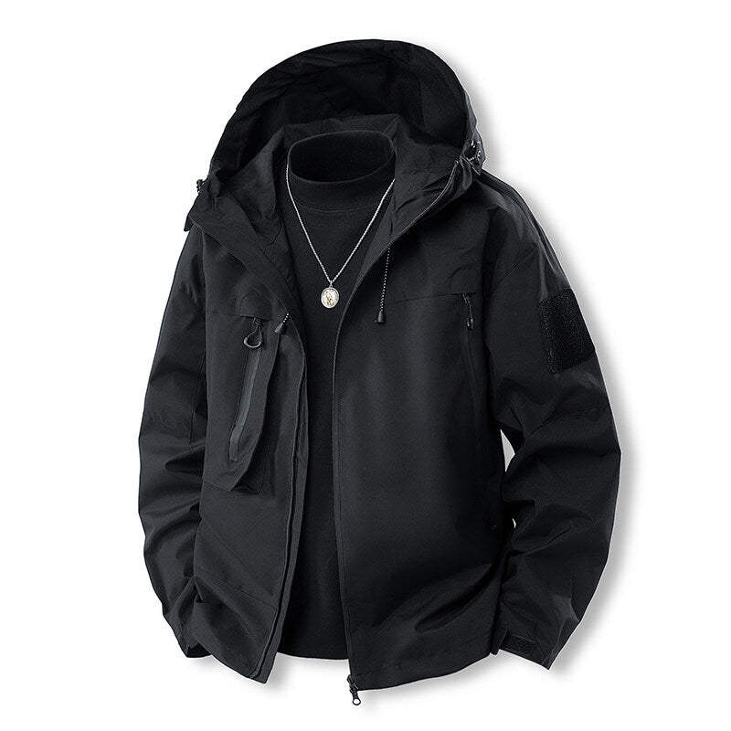 Herren wasserfeste Multifunktionsjacke mit Kapuze und praktischen Taschen Echoarchiv