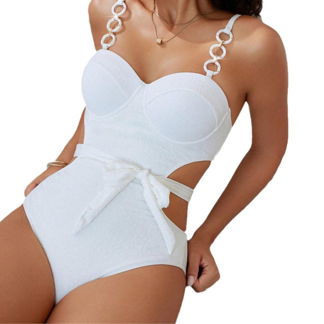 Damen Einteiliger Badeanzug mit raffinierten Schulterdetails und eleganter Schleifenbindung Echo Archiv
