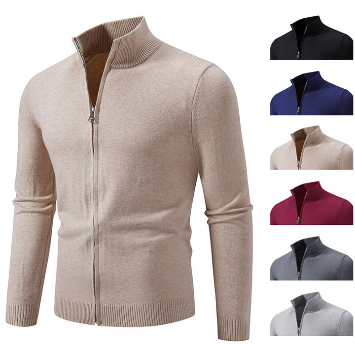 Herren Strickjacke mit modernem Stehkragen und funktionalem Reißverschluss Echoarchiv