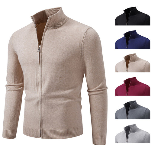 Herren Strickjacke mit modernem Stehkragen und funktionalem Reißverschluss Echoarchiv