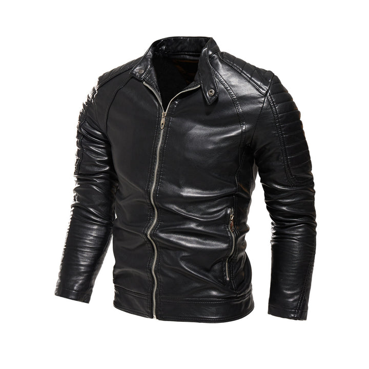 Herren elegante Fake-Lederjacke mit gesteppten Details Echo Archive