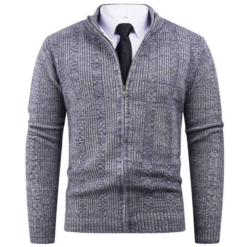 Herren Strickjacke mit modernem Reißverschluss und Zopfmuster Echoarchiv