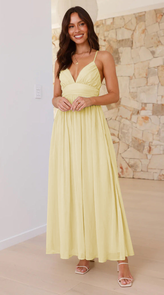 Damen Maxikleid mit schmalen Spaghetti-Trägern und elegantem Wickel-Design Echoarchiv