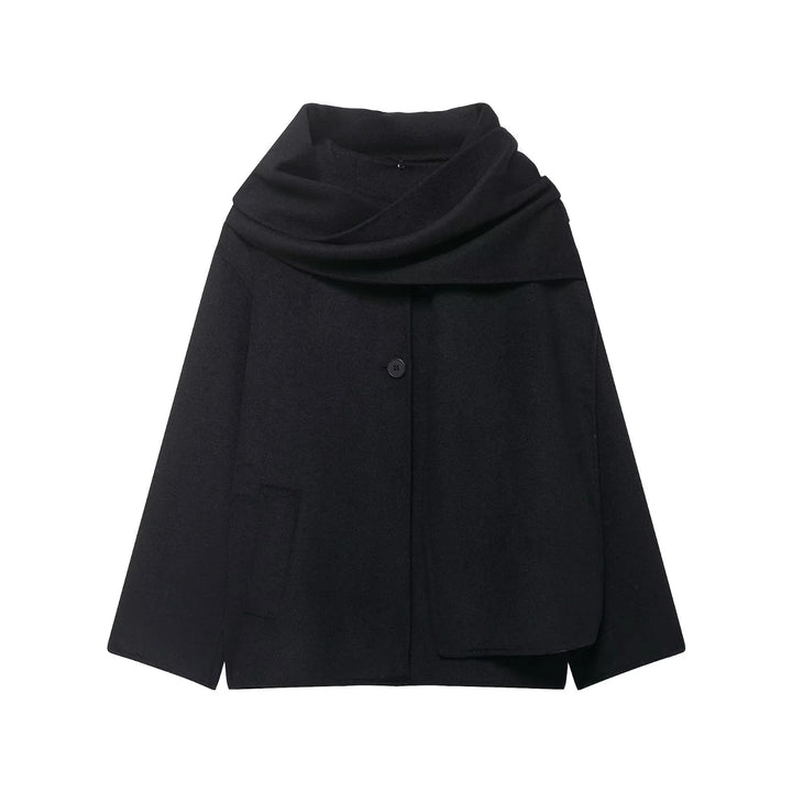 Damen Oversize Wollmantel mit voluminösem Schalkragen und verdeckter Knopfleiste – Montévia