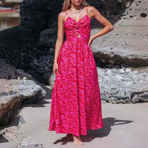 Damen Maxikleid mit raffiniertem Knotendesign und floralem Muster Echo Archiv