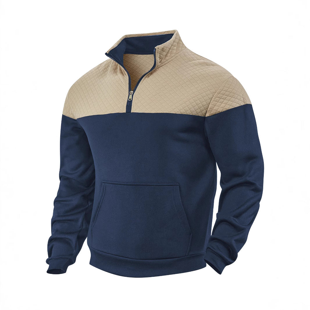 Herren nan Schulterpaneel-Halbzip-Sweatpullover mit gesteppter Schulterpartie und Kängurutasche Echo Archiv