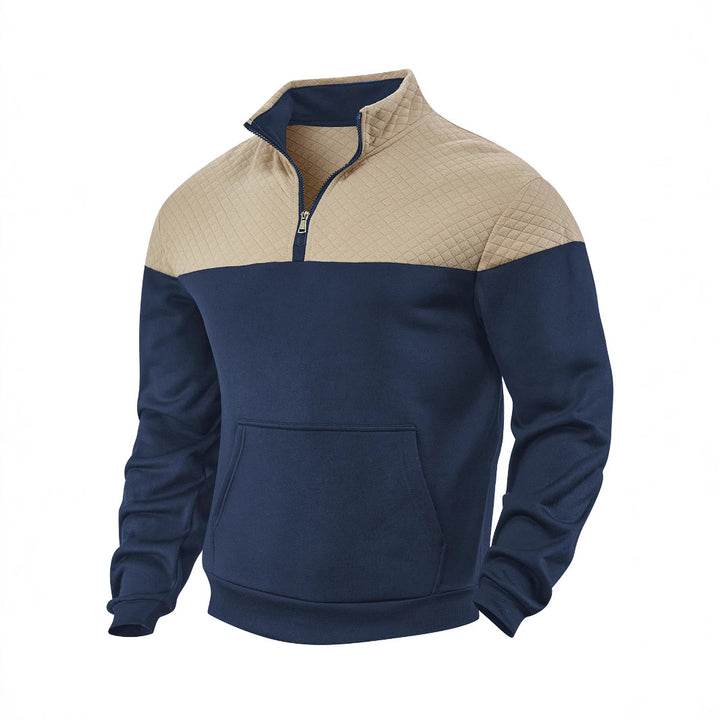 Herren nan Schulterpaneel-Halbzip-Sweatpullover mit gesteppter Schulterpartie und Kängurutasche Echo Archiv