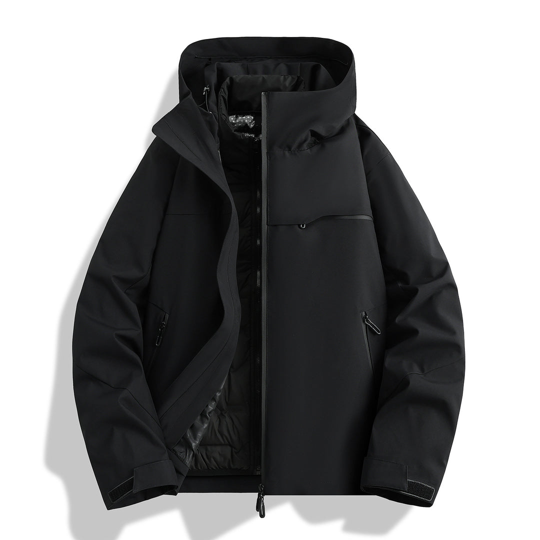 Herren hochwertige wasserfeste Outdoor-Jacke mit verstellbarer Kapuze und isolierendem Innenfutter Echoarchiv