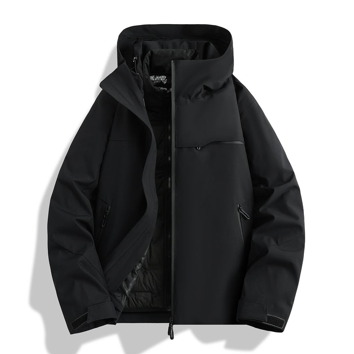 Herren hochwertige wasserfeste Outdoor-Jacke mit verstellbarer Kapuze und isolierendem Innenfutter Echoarchiv