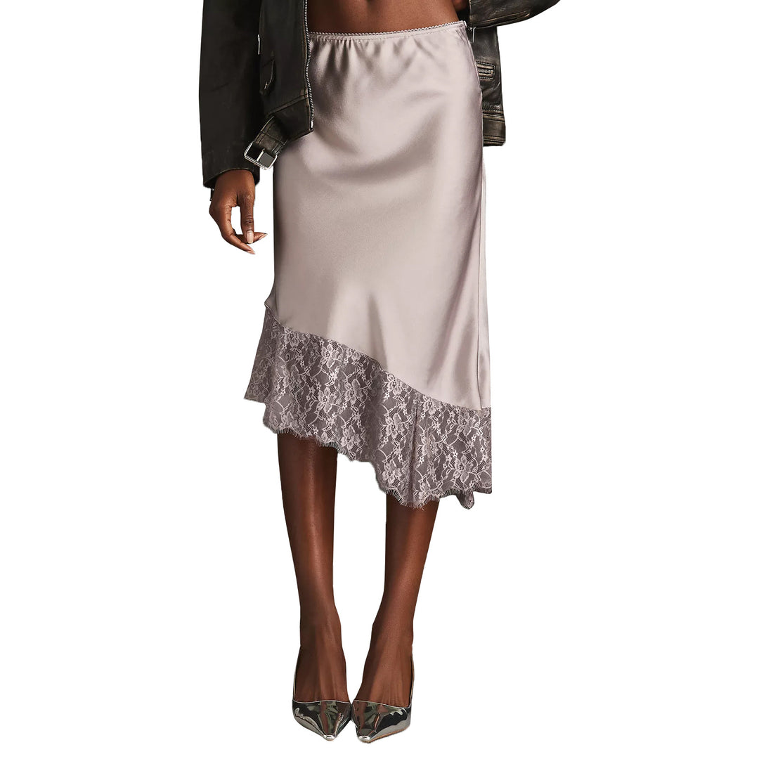 Damen Satinrock mit Spitze und asymmetrischem Saum Echo Archiv