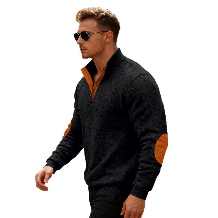 Herren Strickpullover mit modernem Kragen und eleganten Kontrastdetails Echoarchiv