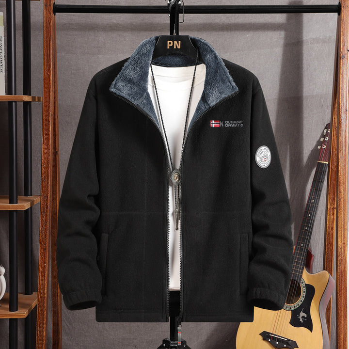 Herren Warme Fleecejacke mit Teddykragen, durchgehendem Reißverschluss und Utility-Taschen Echoarchiv