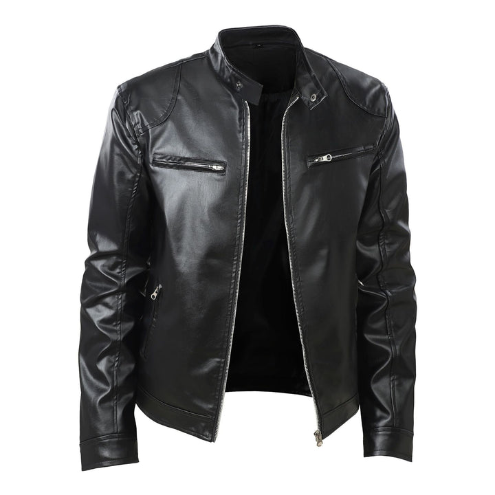 Herren Stilvolle Lederjacke mit Kapuze Echo Archiv
