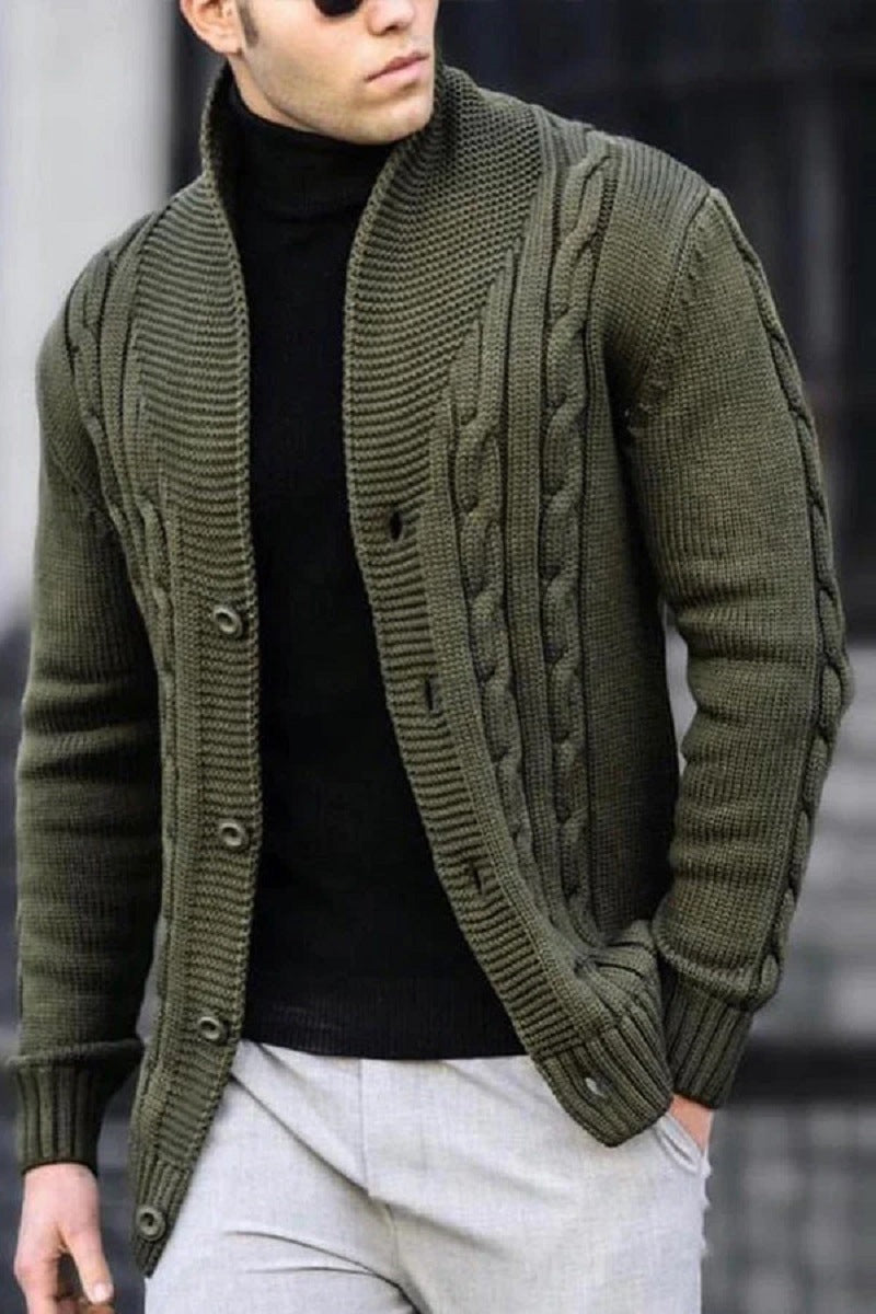 Herren Strickjacke mit Kabelmuster und Schalkragen Echoarchiv