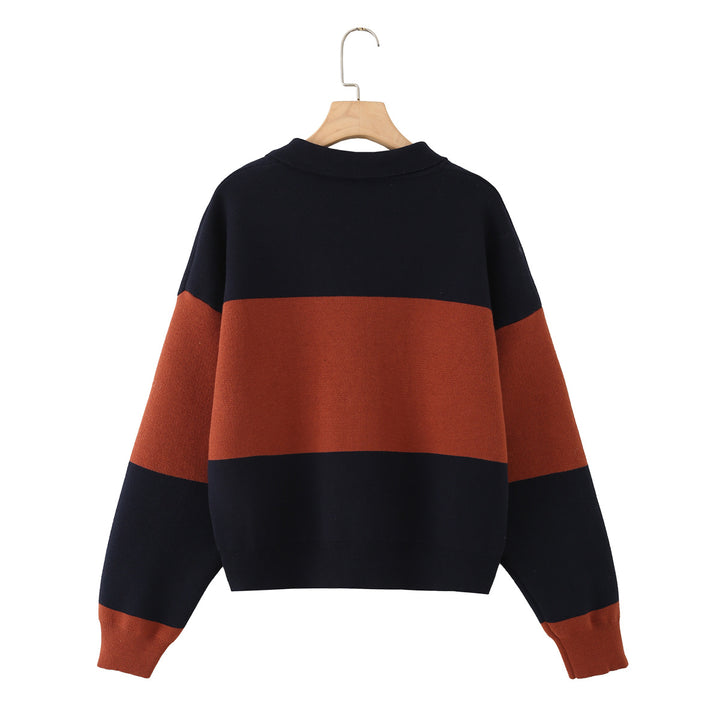 Damen Oversize-Polokragen-Pullover mit Blockstreifen Echo Archiv