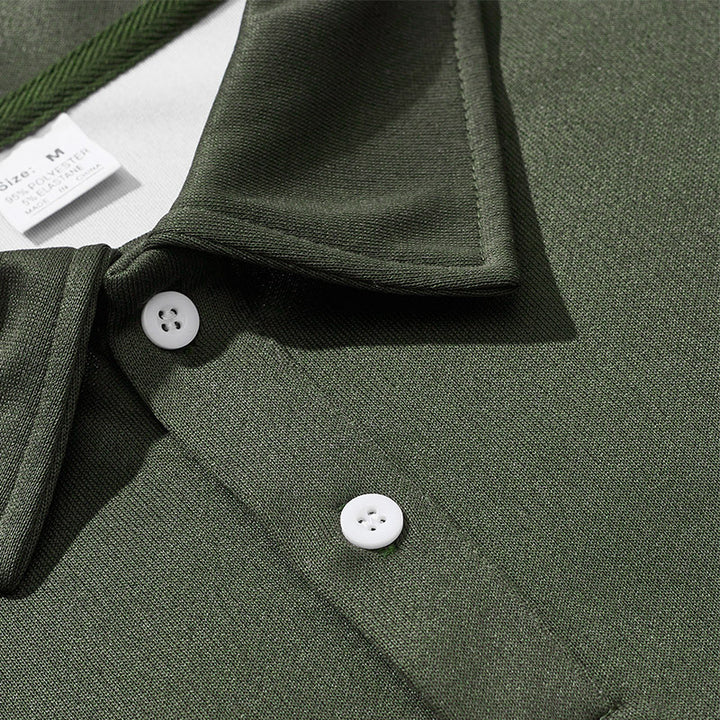 Herren Relaxed Polo-Sweatshirt mit Druckknopf-Blende und Kontrastarmdetails Echoarchiv