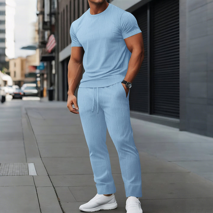 Herren lässiges Sportanzug Set mit stylischem strukturiertem Design Echoarchiv