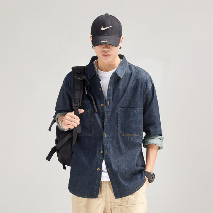Herren lässiges Denim-Hemd Echoarchiv
