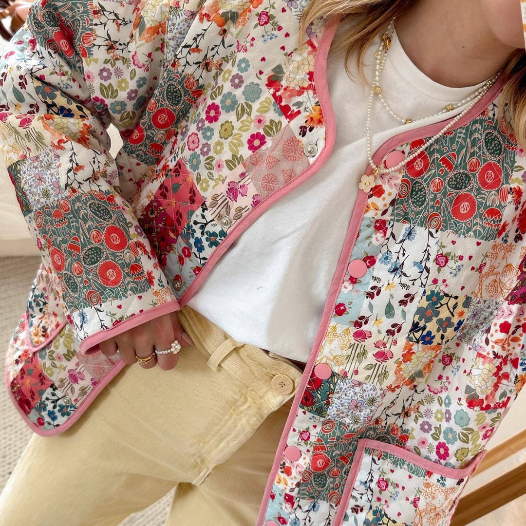 Damen Patchwork Rock mit Reißverschluss und seitlichen Taschen Echo Archiv