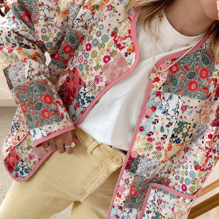 Damen Patchwork Rock mit Reißverschluss und seitlichen Taschen Echo Archiv