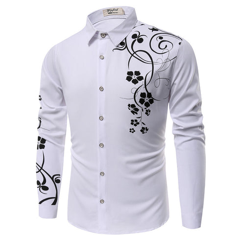 Herren Langarmhemd mit floralem Design Echoarchiv