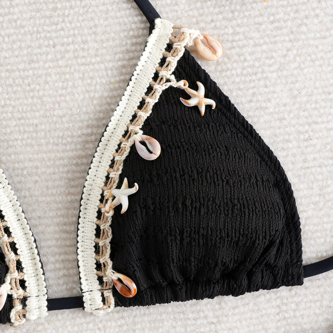 Damen Bikini-Set mit verspieltem Muscheldetail und elastischen Bändern Echo Archiv