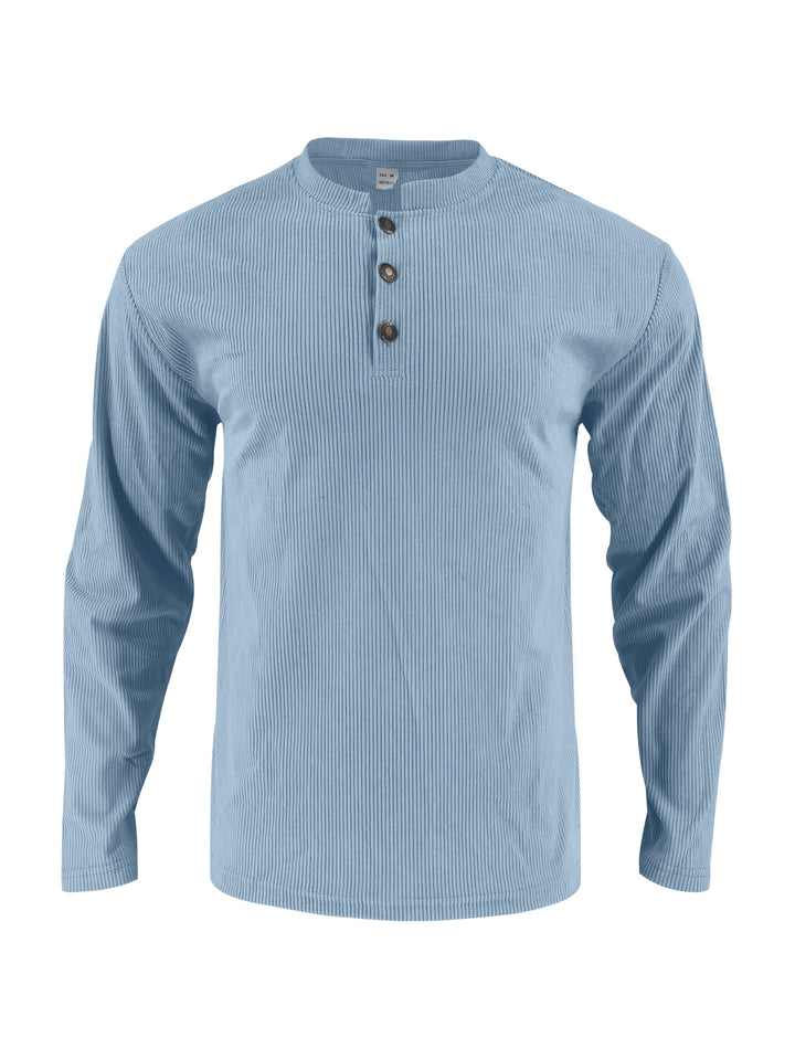 Herren Langarmshirt mit komfortabler Knopfleiste und strukturiertem Design Echoarchiv