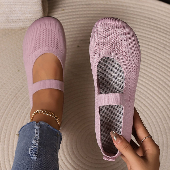 Damen Komfortable Ballerinas mit Elastischem Riemendesign und Atmungsaktivem Obermaterial Echoarchiv