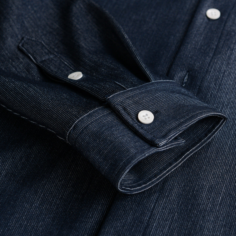 Herren Denim-Overshirt im Hemdjackenstil mit Brusttasche und durchgehender Knopfleiste Echoarchiv