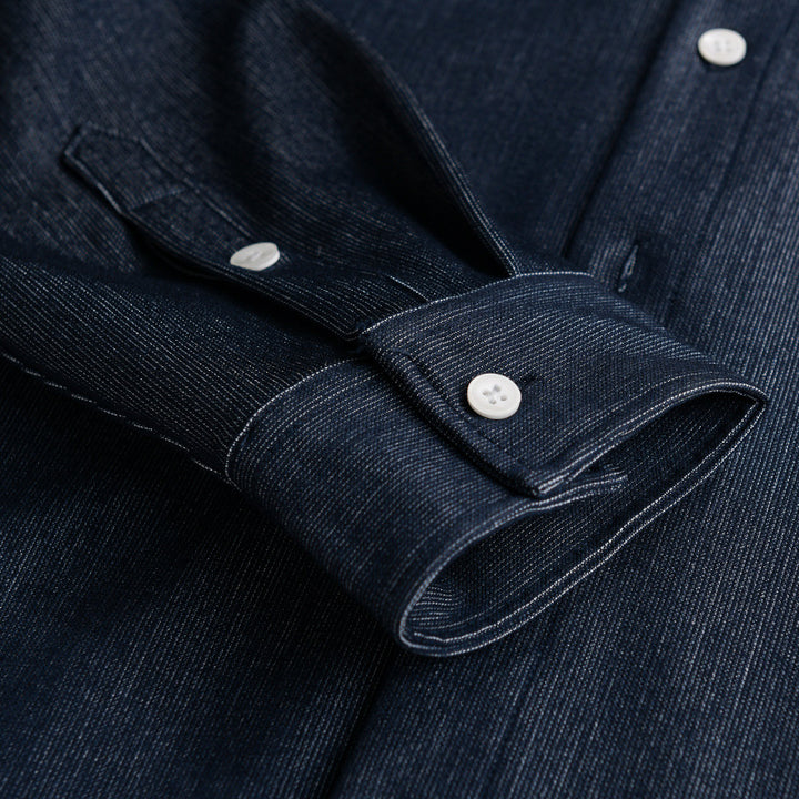 Herren Denim-Overshirt im Hemdjackenstil mit Brusttasche und durchgehender Knopfleiste Echoarchiv