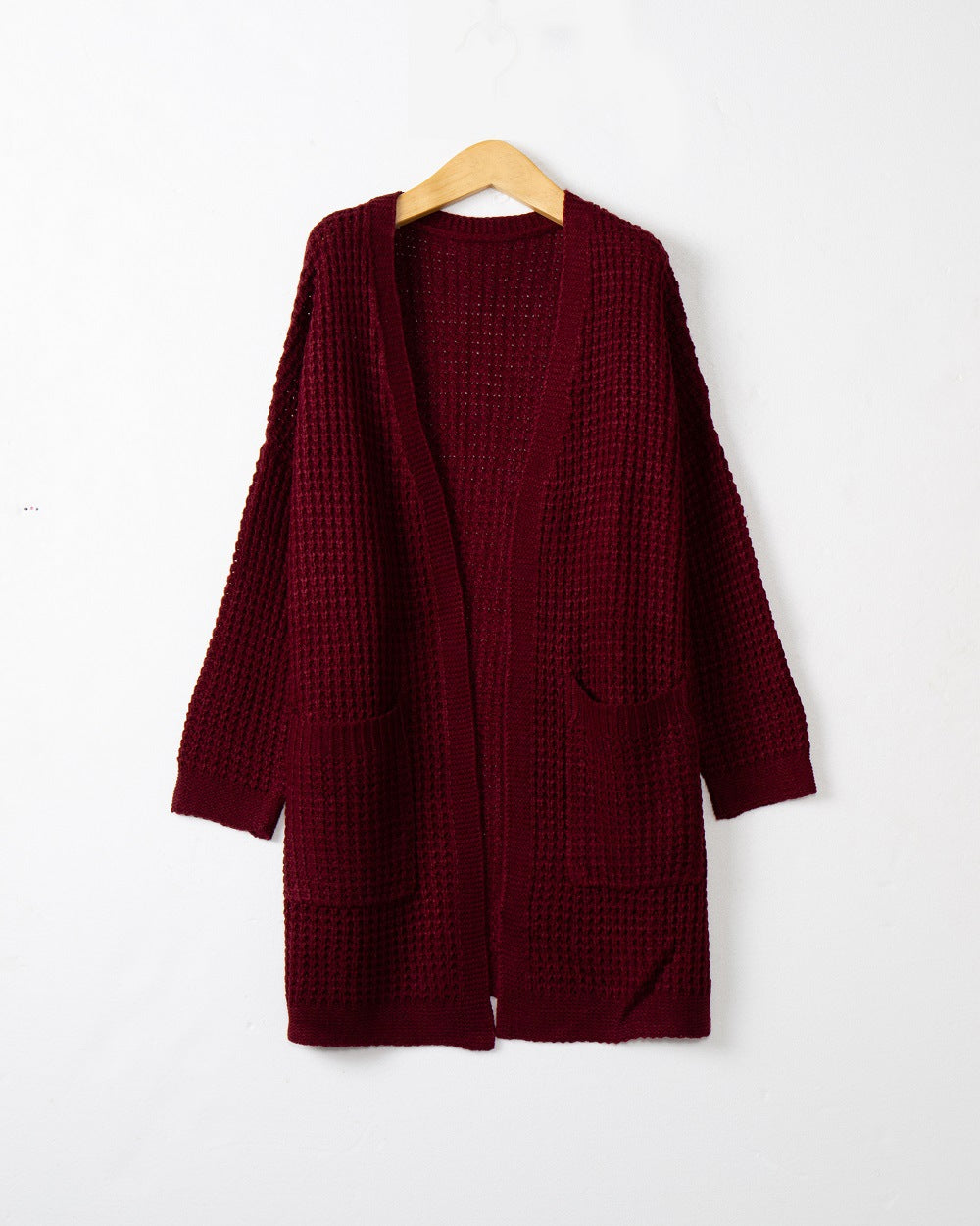 Damen Langer Oversize Strickmantel mit offener Front und aufgesetzten Taschen Echo Archiv