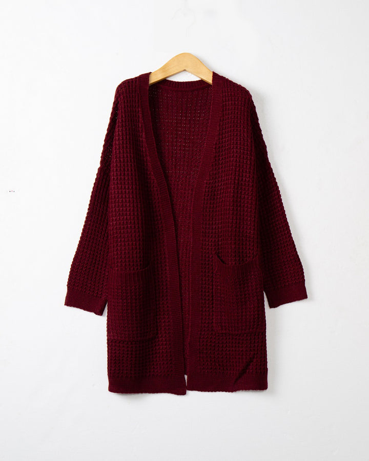 Damen Langer Oversize Strickmantel mit offener Front und aufgesetzten Taschen Echo Archiv