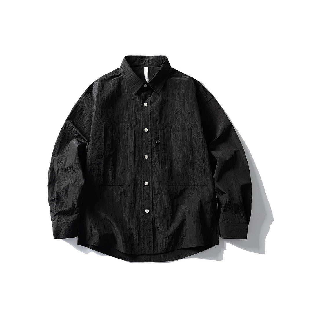 Herren Oversize Utility-Hemdjacke aus Ripstop mit Druckknopfblende und aufgesetzten Taschen Echoarchiv