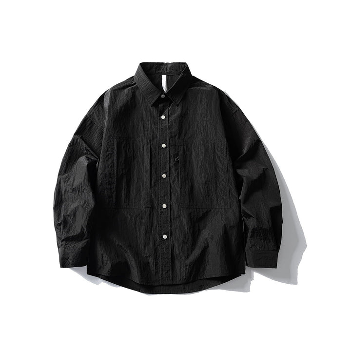 Herren Oversize Utility-Hemdjacke aus Ripstop mit Druckknopfblende und aufgesetzten Taschen Echoarchiv