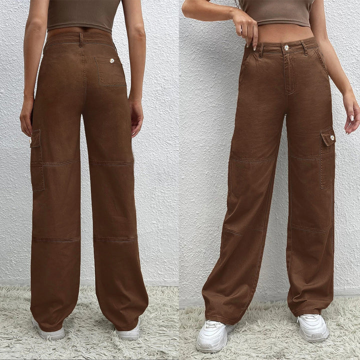 Damen Hochtaillierte Utility-Cargo-Hose im Wide‑Leg aus robustem Denim Echo Archiv
