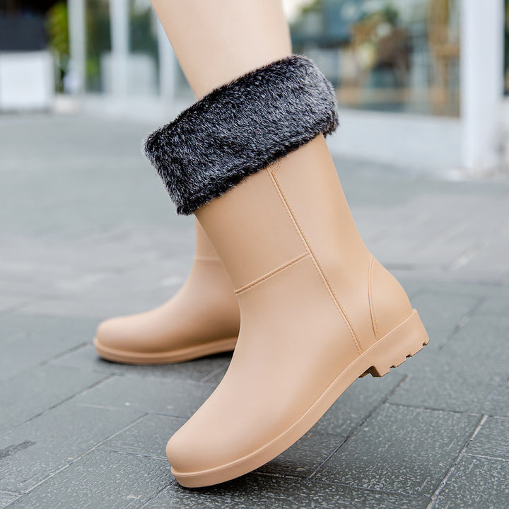 Damen Mittelhohe nahtlose Regenstiefelette aus flexiblem Vollgummi mit griffiger Profilsohle Echoarhiv – Lioré