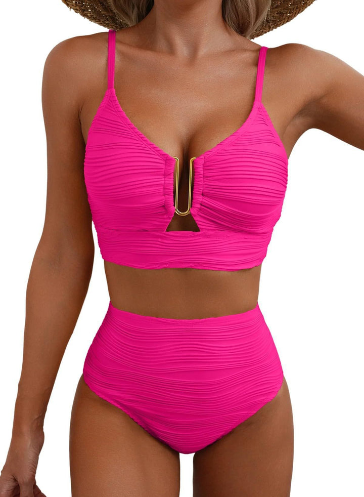 Damen Hochtailliertes Bikini-Set mit modischem Cut-Out Echo Archiv